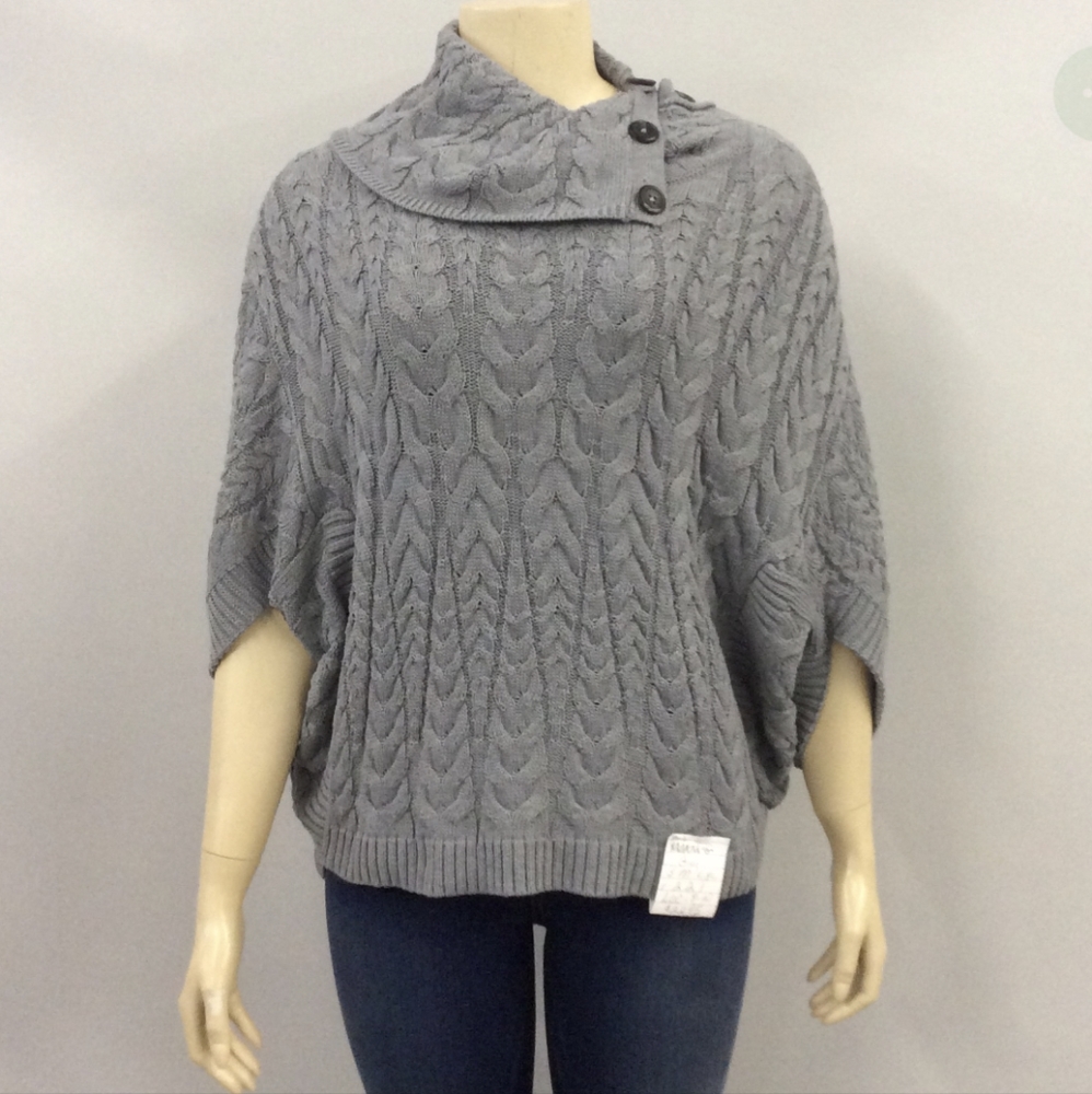 Wrangler Retro Batwing Poncho Grey Sweater Size M